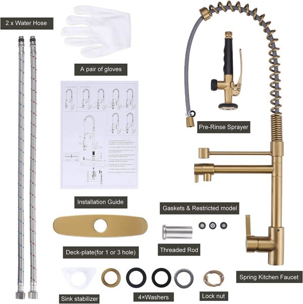 iviga 2 function high arc pre rinse commercial pull down kitchen faucet