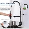 iviga 2 function matte black high arc pre rinse commercial spring pull down kitchen faucet 4