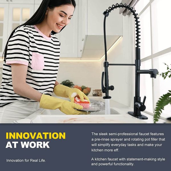iviga 2 function matte black high arc pre rinse commercial spring pull down kitchen faucet 6