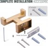 iviga brushed gold wall mount double towel hook 2