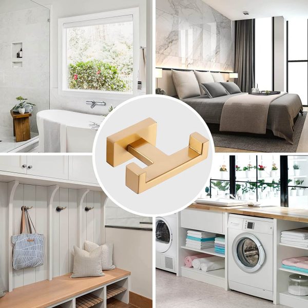 iviga brushed gold wall mount double towel hook 4
