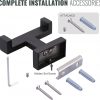 iviga matte black wall mount double towel hook