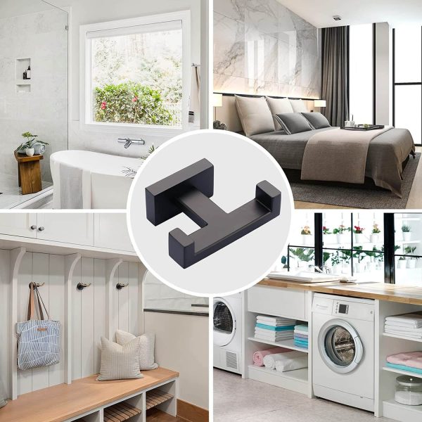 iviga matte black wall mount double towel hook