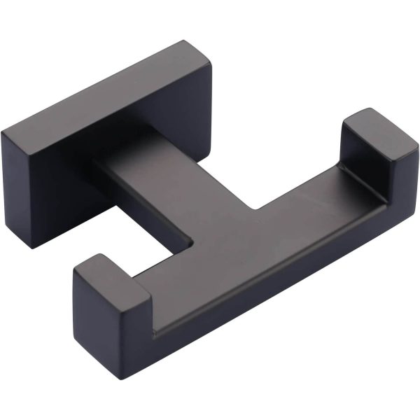 iviga matte black wall mount double towel hook