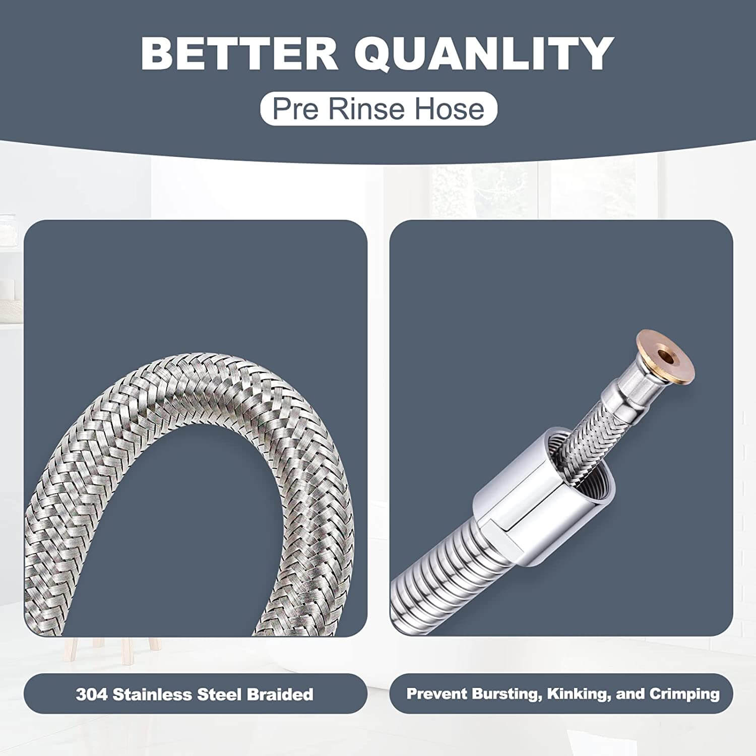 iVIGA Commercial Sink Faucet Sprayer Hose, Pre-rinse Sprayer Hose for Commercial Kitchen Sink Faucet - Hot Accessories - 2