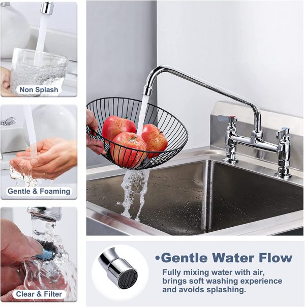 iviga deck mounted polish chrome commercial sink faucet 10