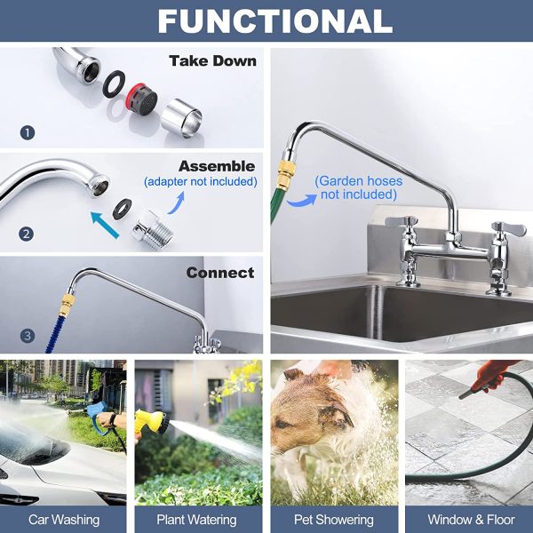 iviga deck mounted polish chrome commercial sink faucet 11