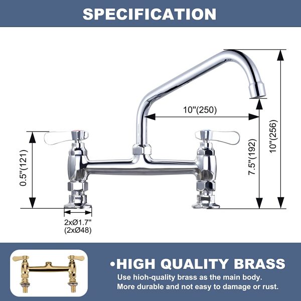 iviga deck mounted polish chrome commercial sink faucet 13