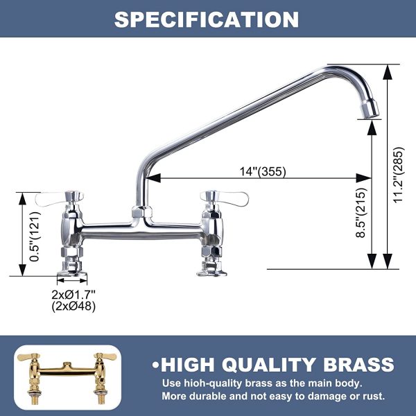 iviga deck mounted polish chrome commercial sink faucet 7