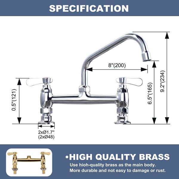 iviga deck mounted polish chrome commercial sink faucet 8