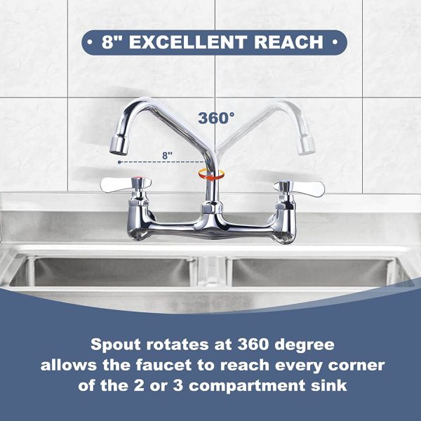 iviga wall mounted polish chrome commercial sink faucet 5