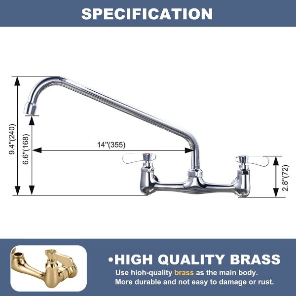 iviga wall mounted polish chrome commercial sink faucet 7