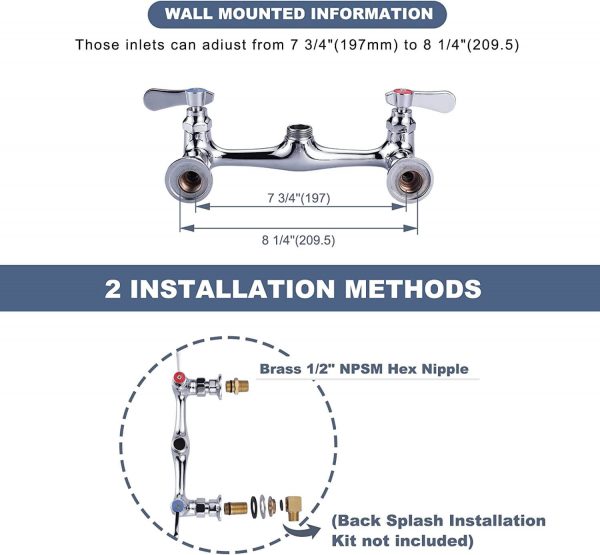 iviga wall mounted polish chrome commercial sink faucet 8