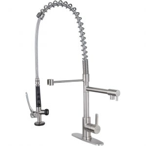 iVIGA 2-Function Chrome High Arc Pre-Rinse Commercial Spring Pull Down Kitchen Faucet