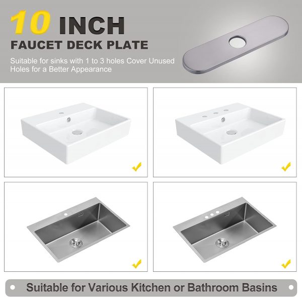 iVIGA 10 Sink Faucet Hole Cover Deck Plate Arc Edge Brushed Nickel