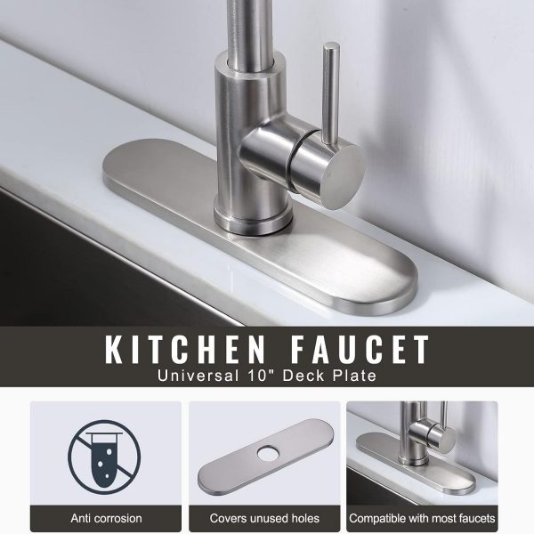 iVIGA 10 Sink Faucet Hole Cover Deck Plate Arc Edge Brushed Nickel