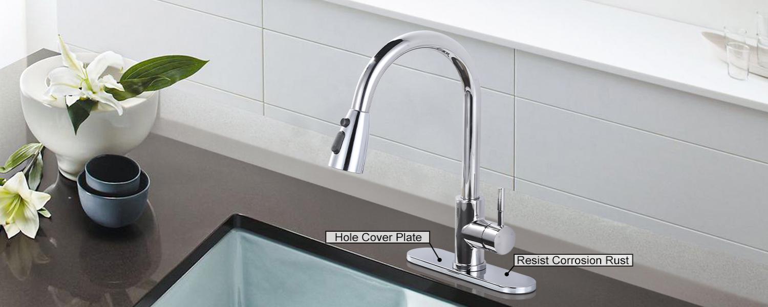 iVIGA 10 Sink Faucet Hole Cover Deck Plate Arc Edge Chrome