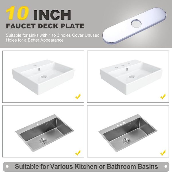 iVIGA 10 Sink Faucet Hole Cover Deck Plate Arc Edge Chrome