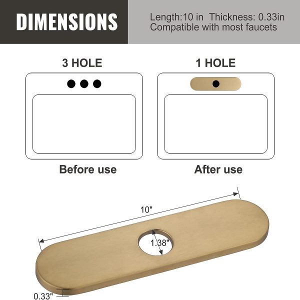 iVIGA 10 Sink Faucet Hole Cover Deck Plate Arc Edge Gold
