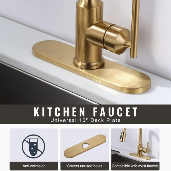 iVIGA 10 Sink Faucet Hole Cover Deck Plate Arc Edge Gold