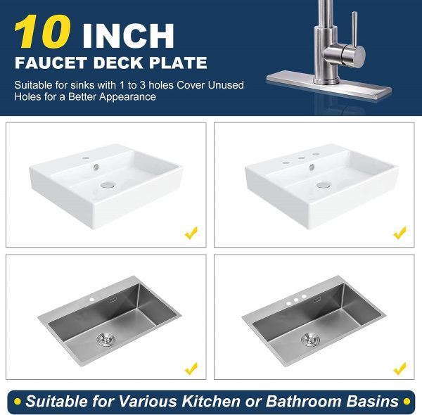 iVIGA 10 Sink Faucet Hole Cover Deck Plate Brushed Nickel
