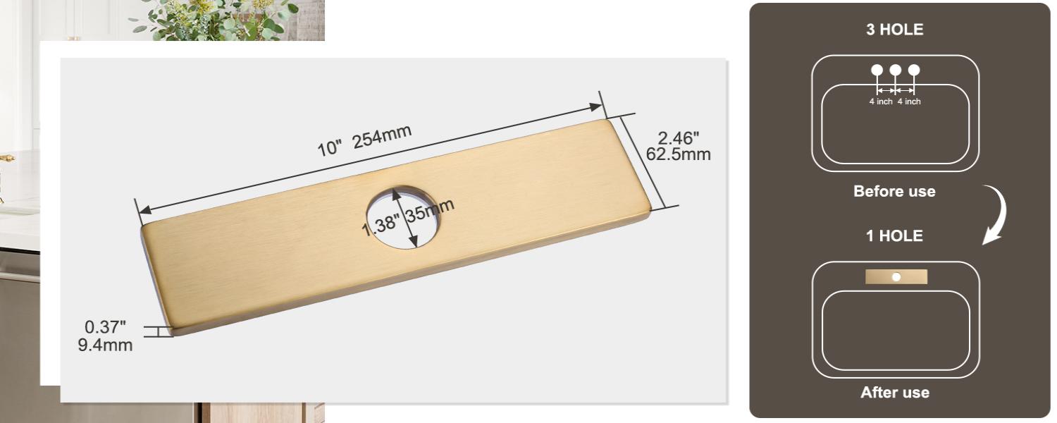 iVIGA 10 Sink Faucet Hole Cover Deck Plate Gold