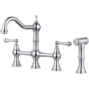 iVIGA Chrome Kitchen Faucet with Side Sprayer, 4 Hole Brass Kitchen Faucets for Sink