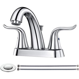 iVIGA Chrome Bathroom Faucet 2 Handle 4 Inch Centerset Bathroom Sink Faucet