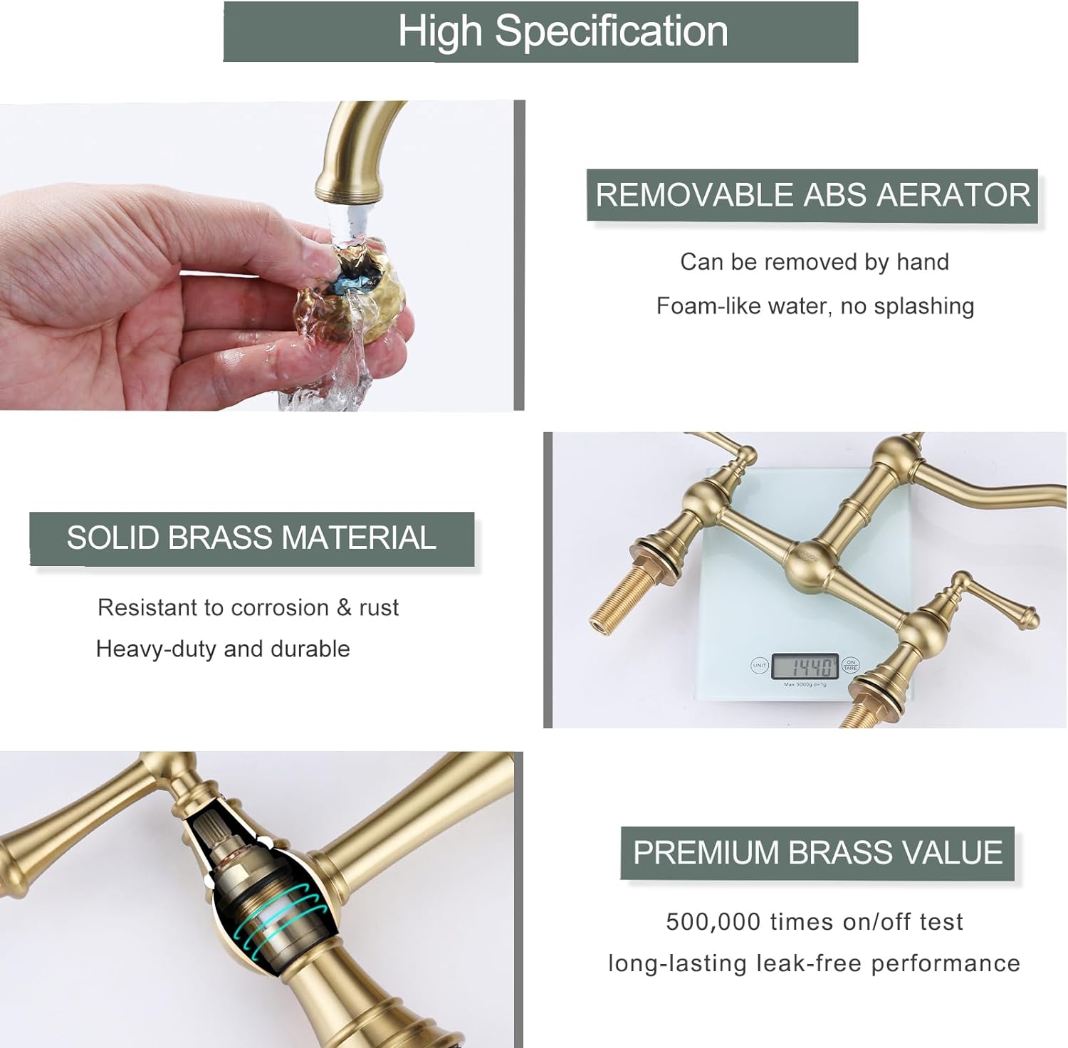 IVIGA Gold Bridge Antique Brass Kitchen Faucet 2 Hole 2 Handle | IVIGA ...