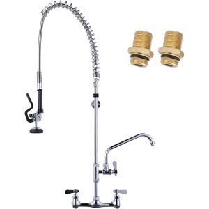 iVIGA 43″ Commercial Kitchen Faucet Wall Mount with Pre-Rinse Sprayer and 10″ Swing Spout