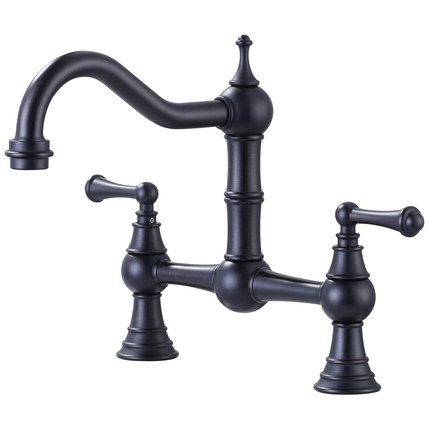 iVIGA Oil Rubbed Bronze Bridge Antique Brass Kitchen Faucet 2 Hole 2 Handle