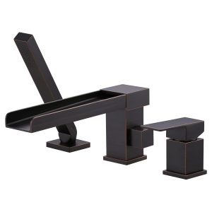 iVIGA Modern Roman Bathtub Faucet with Sprayer Garden Deck Mount Waterfall Bathroom Oil Rubbed Bronze