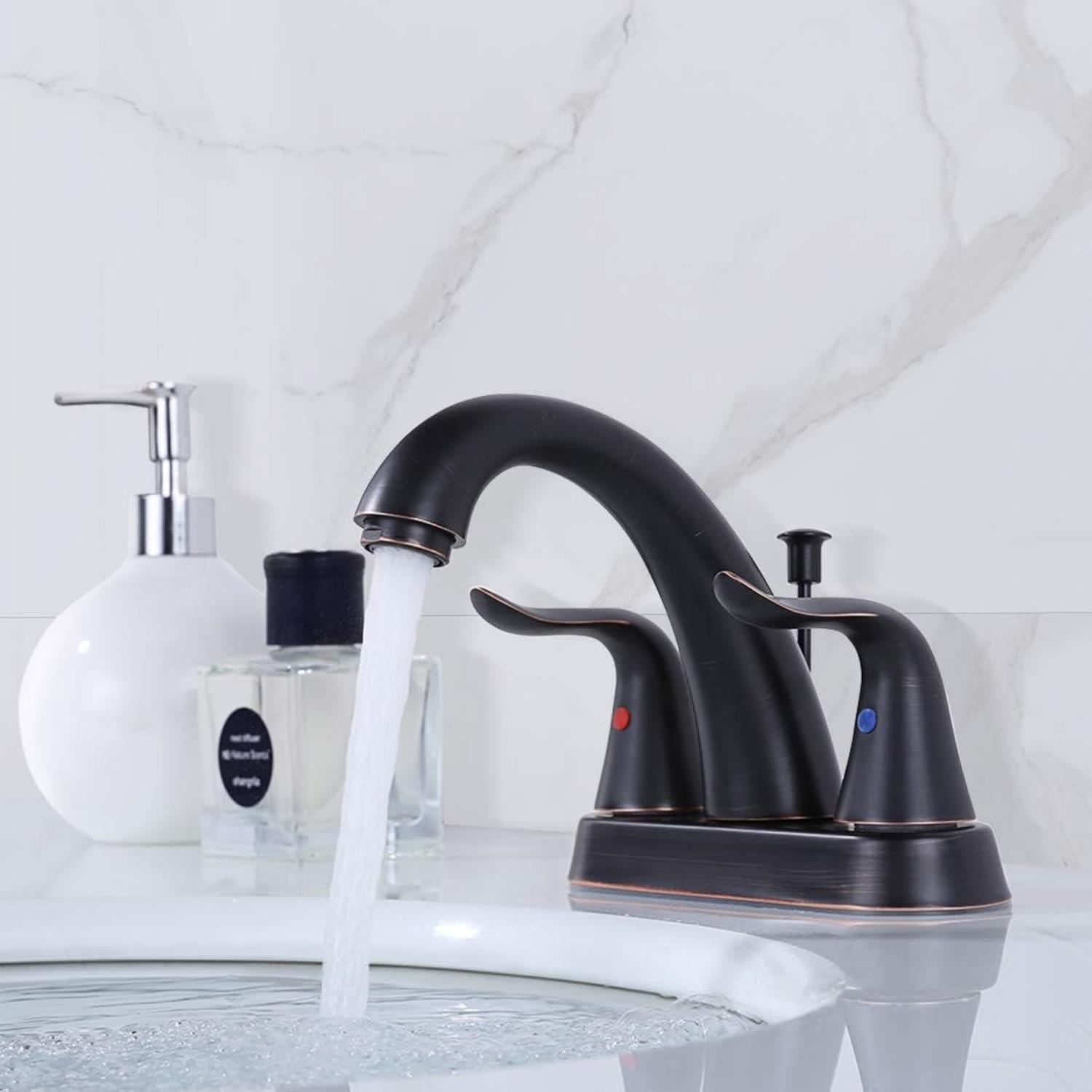 iVIGA Centerset Bathroom Sink Faucet Oiled Rubbed Bronze Bathroom Faucet 2 Handle 4 Inch