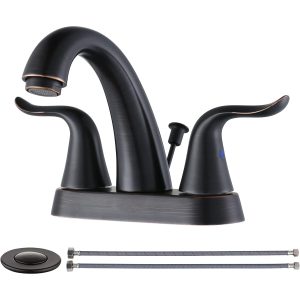 iVIGA Centerset Bathroom Sink Faucet Oiled Rubbed Bronze Bathroom Faucet 2 Handle 4 Inch