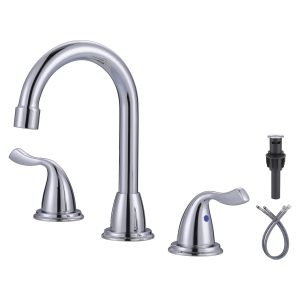 Widespread Bathroom Faucet 8 Inch 3 Hole, 2 Handles Bathroom Sink Faucet with Drain Assembly Chrome