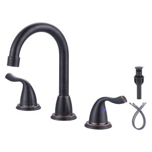 Widespread Bathroom Faucet 8 Inch 3 Hole, 2 Handles Bathroom Sink Faucet with Drain Assembly Oil Rubbed Bronze