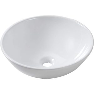 iVIGA 13×13 Modern White Small Round Bathroom Ceramic Vessel Sink