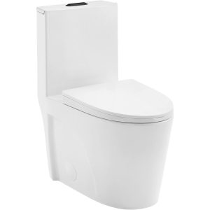 iVIGA One Piece Elongated Dual Vortex Flush Toilet for Bathroom Comfort Height