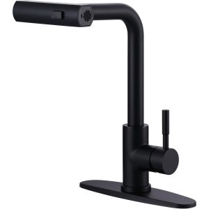 iVIGA Matte Black 3 Modes Splash Proof Sink Faucet with Sprayer