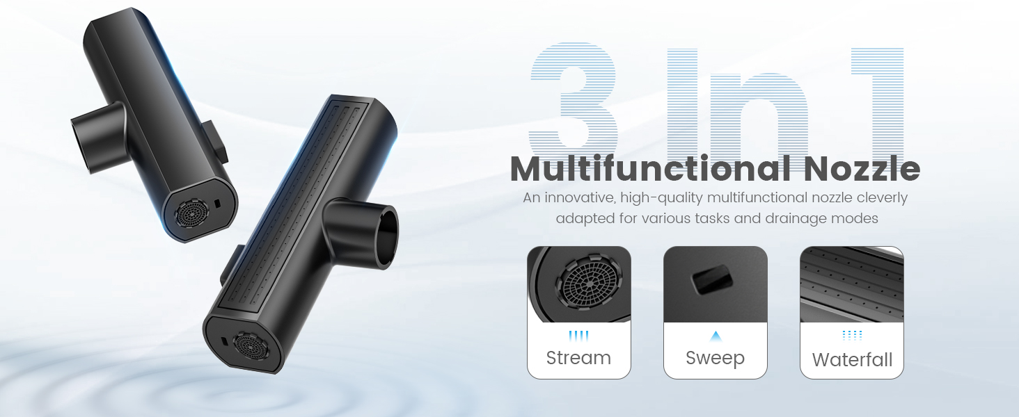 iVIGA Matte Black 3 Modes Splash Proof Sink Faucet with Sprayer - Kitchen Faucets - 2
