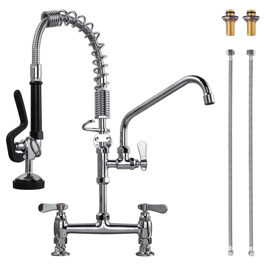 iVIGA Commercial Deck Mount Kitchen Faucet with Pre-Rinse Sprayer