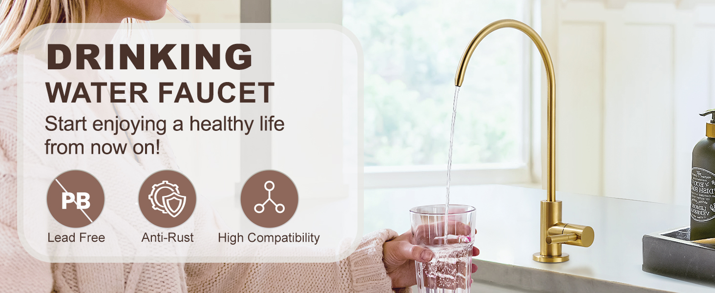 iVIGA Brushed Gold Water Filter Faucet – Dedicated Pure Drinking Water Tap 2 iVIGA Brushed Gold Water Filter Faucet – Dedicated Pure Drinking Water Tap - Accessories - 2