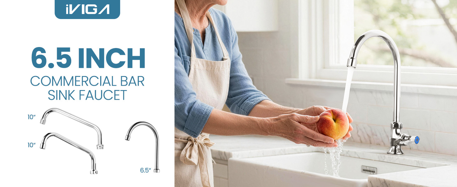 iVIGA Commercial Pantry Faucet with 6.5 Inch Gooseneck Swivel Spout, Single Hole Deck Mount Cold Water Only 1 iVIGA Commercial Pantry Faucet with 6.5 Inch Gooseneck Swivel Spout, Single Hole Deck Mount Cold Water Only - Kitchen Faucets - 1
