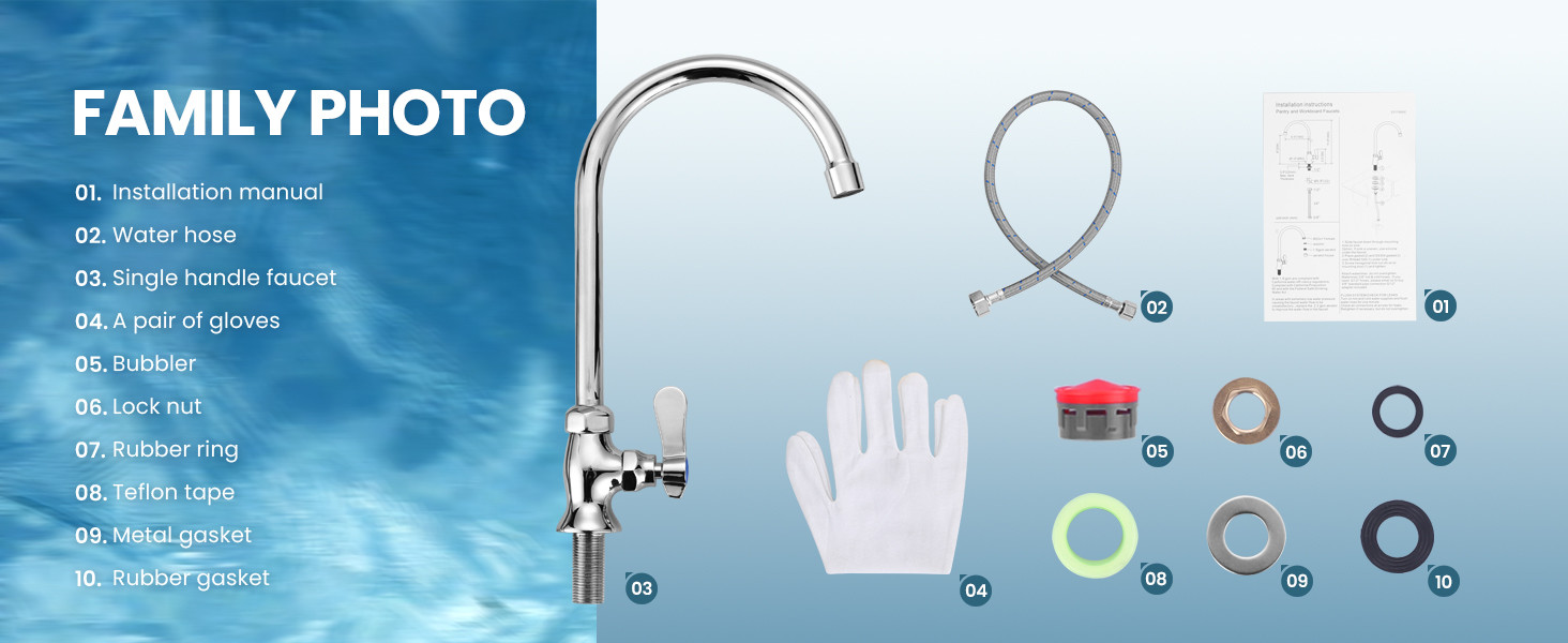 iVIGA Commercial Pantry Faucet with 6.5 Inch Gooseneck Swivel Spout, Single Hole Deck Mount Cold Water Only 6 iVIGA Commercial Pantry Faucet with 6.5 Inch Gooseneck Swivel Spout, Single Hole Deck Mount Cold Water Only - Kitchen Faucets - 6