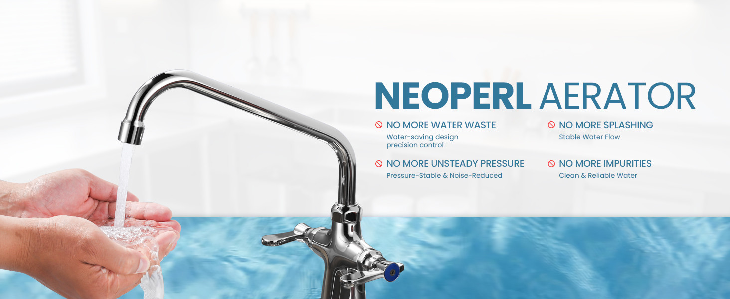 iVIGA Single Hole Dual Handle Commercial Bar Sink Faucet with 10 Inch 360° Swing Spout, Hot and Cold 4 iVIGA Single Hole Dual Handle Commercial Bar Sink Faucet with 10 Inch 360° Swing Spout, Hot and Cold - Kitchen Faucets - 4
