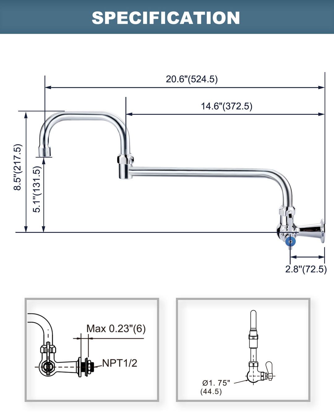 iVIGA Wall Mount Commercial Pot Filler Faucet with 20.6 Inch Double Joint Swing Nozzle 2 iVIGA Wall Mount Commercial Pot Filler Faucet with 20.6 Inch Double Joint Swing Nozzle - Kitchen Faucets - 2